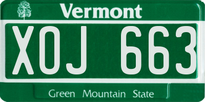 VT license plate XOJ663