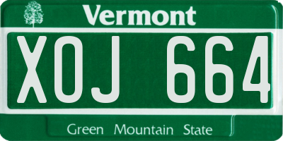 VT license plate XOJ664