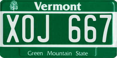 VT license plate XOJ667