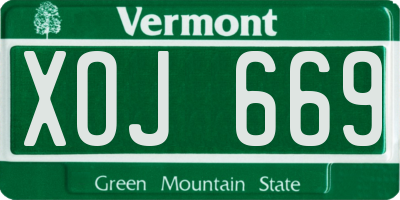 VT license plate XOJ669