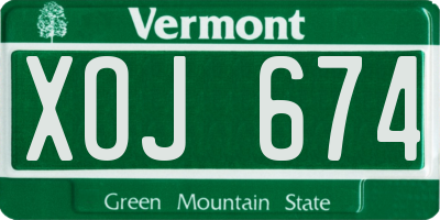 VT license plate XOJ674