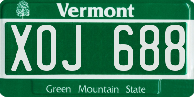 VT license plate XOJ688