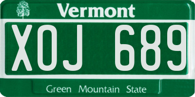 VT license plate XOJ689