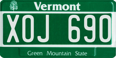 VT license plate XOJ690