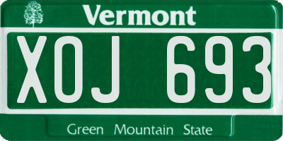 VT license plate XOJ693