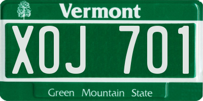 VT license plate XOJ701