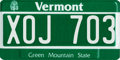VT license plate XOJ703