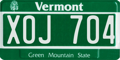 VT license plate XOJ704