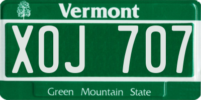 VT license plate XOJ707