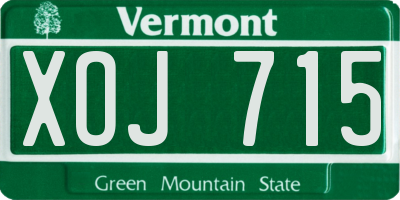 VT license plate XOJ715