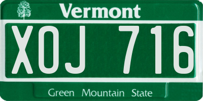 VT license plate XOJ716