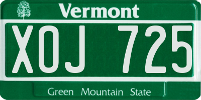 VT license plate XOJ725