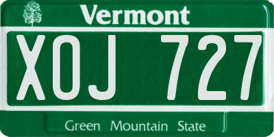 VT license plate XOJ727