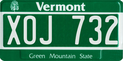 VT license plate XOJ732