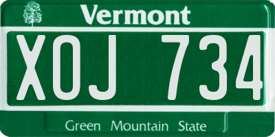 VT license plate XOJ734