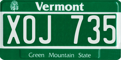 VT license plate XOJ735