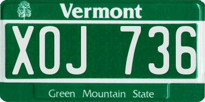 VT license plate XOJ736