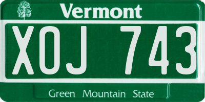 VT license plate XOJ743