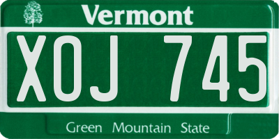 VT license plate XOJ745