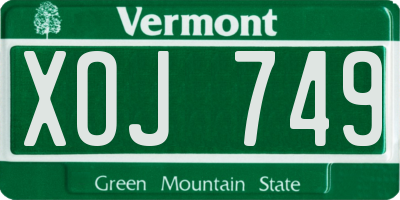 VT license plate XOJ749