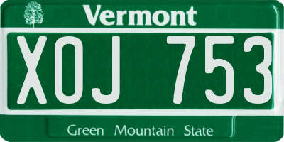 VT license plate XOJ753
