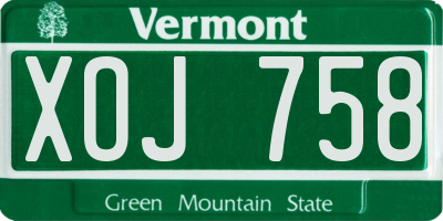 VT license plate XOJ758