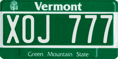 VT license plate XOJ777