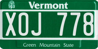 VT license plate XOJ778