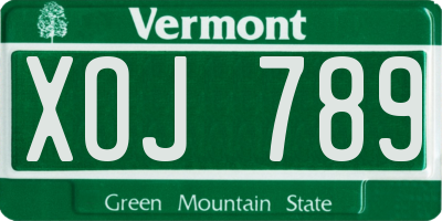 VT license plate XOJ789