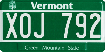 VT license plate XOJ792