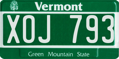 VT license plate XOJ793