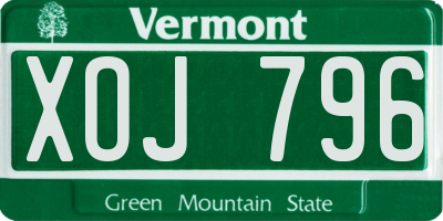 VT license plate XOJ796