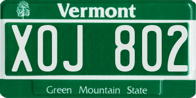 VT license plate XOJ802