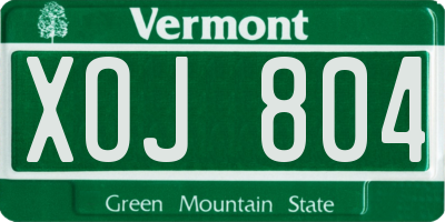 VT license plate XOJ804
