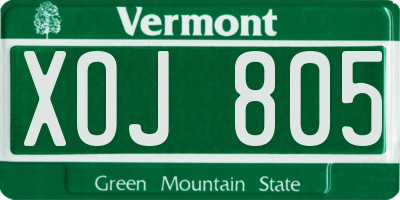 VT license plate XOJ805