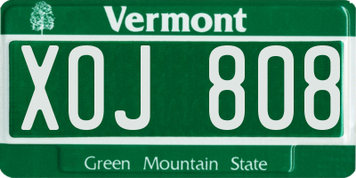 VT license plate XOJ808