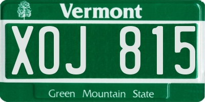 VT license plate XOJ815