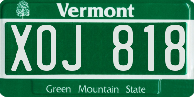 VT license plate XOJ818