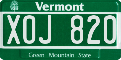 VT license plate XOJ820