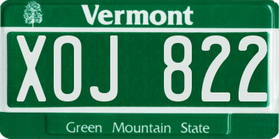 VT license plate XOJ822