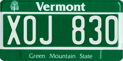 VT license plate XOJ830