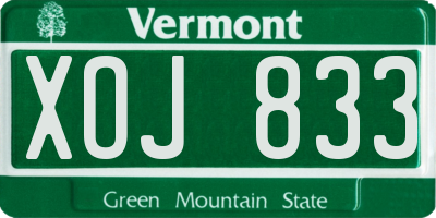 VT license plate XOJ833