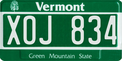 VT license plate XOJ834