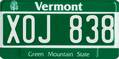 VT license plate XOJ838