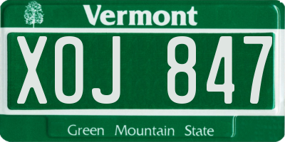 VT license plate XOJ847