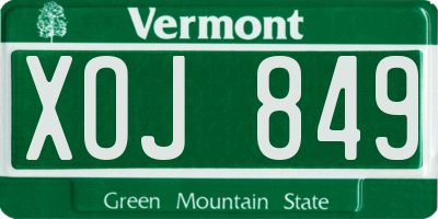 VT license plate XOJ849