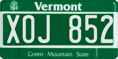 VT license plate XOJ852