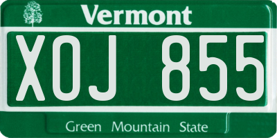VT license plate XOJ855