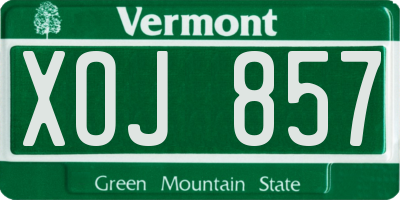 VT license plate XOJ857