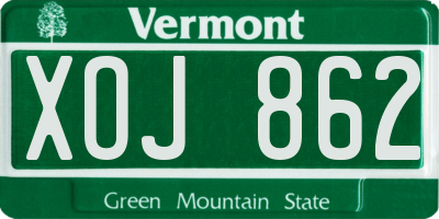 VT license plate XOJ862